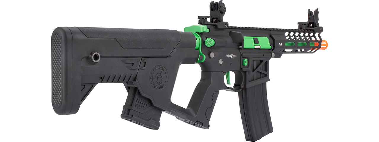 Lancer Tactical Enforcer NEEDLETAIL Skeleton AEG [Low FPS] w/ Alpha Stock (BLACK/GREEN) - Click Image to Close