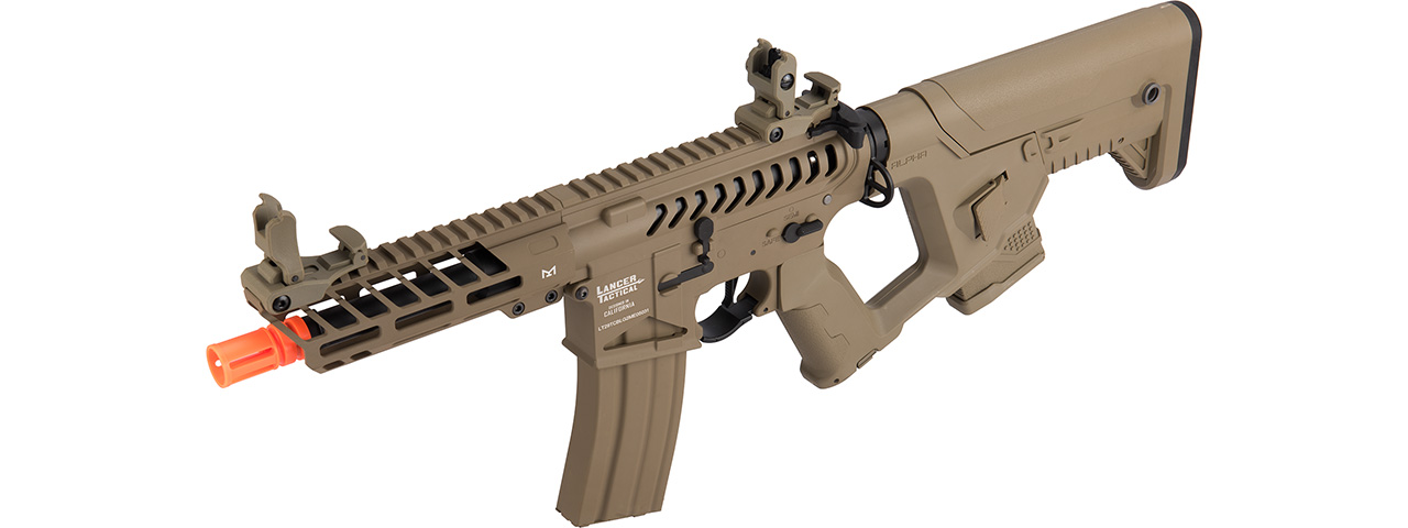 Lancer Tactical Low FPS ProLine Enforcer Needletail Skeleton Airsoft AEG Rifle (Color: Tan) - Click Image to Close