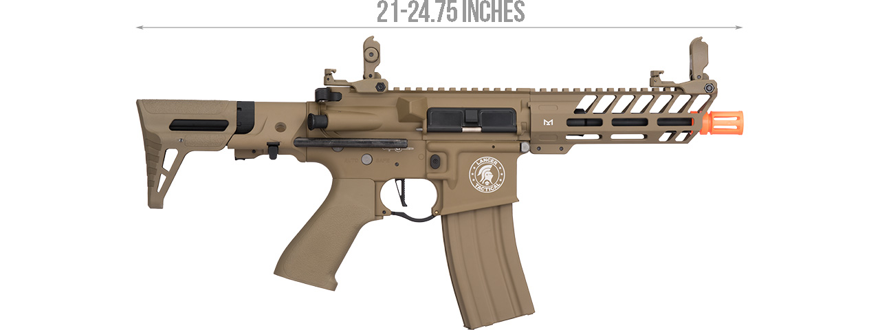 Lancer Tactical Low FPS ProLine Needletail Airsoft AEG Rifle with PDW Stock (Color: Tan) - Click Image to Close