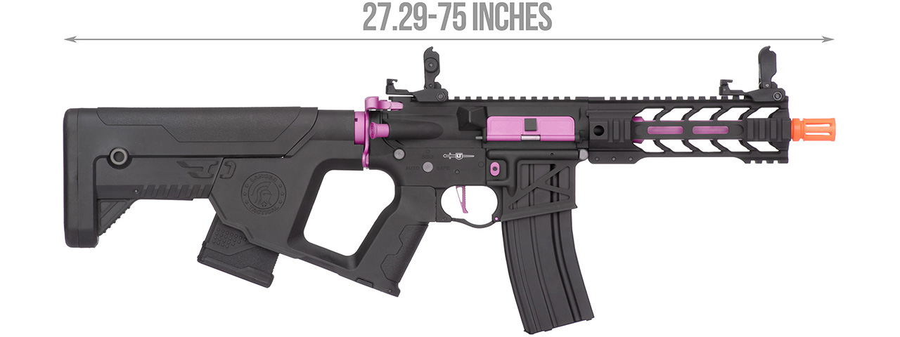 Lancer Tactical Proline Enforcer Battle Hawk 7" Skeleton M4 Airsoft Rifle w/ Alpha Stock (Color: Black / Purple)