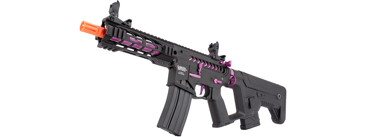 Lancer Tactical Proline Enforcer Battle Hawk 7" Skeleton M4 Airsoft Rifle w/ Alpha Stock (Color: Black / Purple)