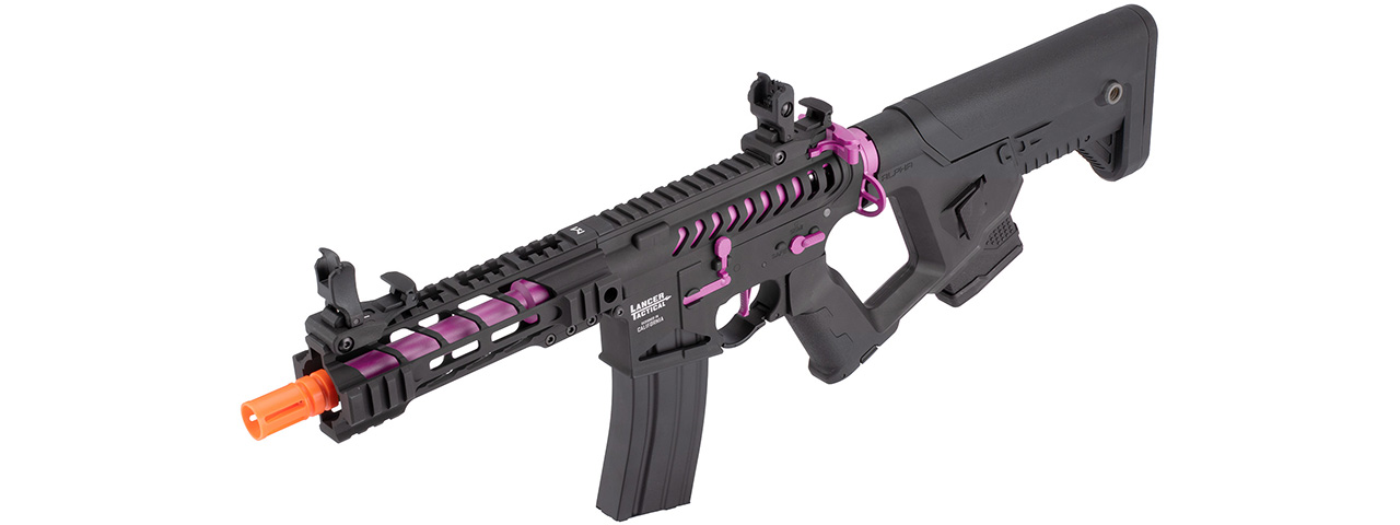 Lancer Tactical Proline Enforcer Battle Hawk 7" Skeleton M4 Airsoft Rifle w/ Alpha Stock (Color: Black / Purple)