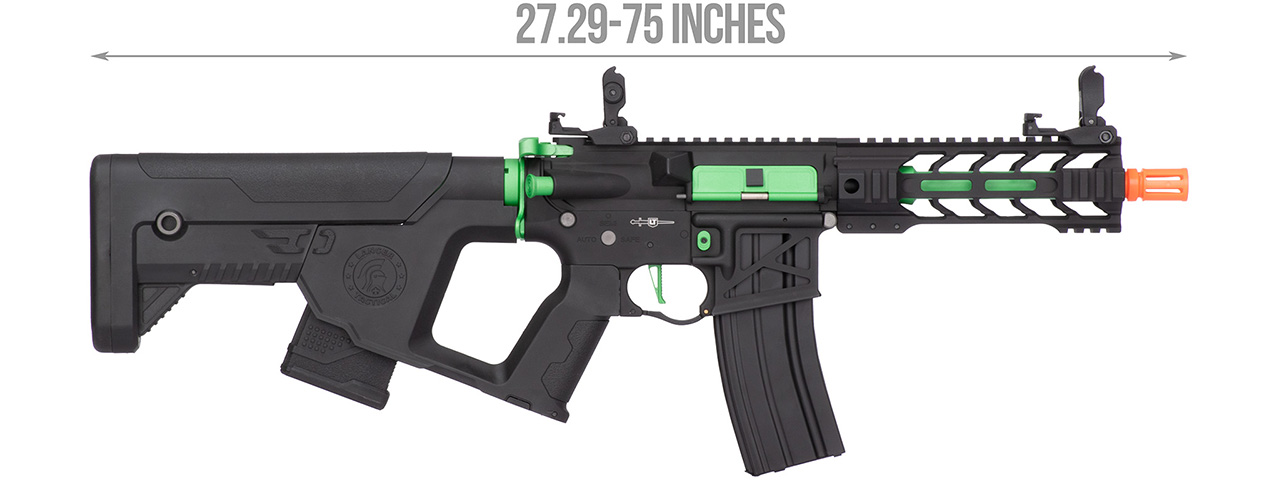 Lancer Tactical Proline Enforcer Battle Hawk 7" Skeleton M4 Airsoft Rifle w/ Alpha Stock (Color: Black / Green)