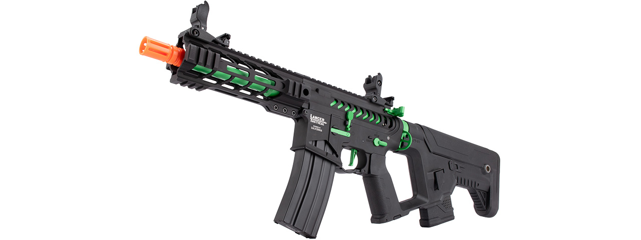 Lancer Tactical Proline Enforcer Battle Hawk 7" Skeleton M4 Airsoft Rifle w/ Alpha Stock (Color: Black / Green)