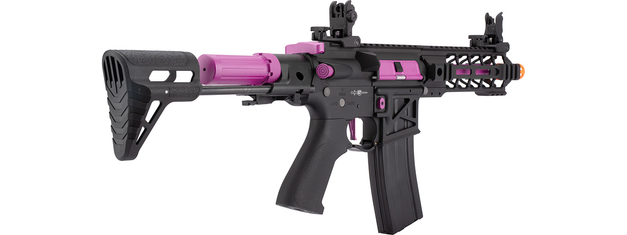 Lancer Tactical Proline Enforcer Battle Hawk 7" Skeleton M4 Airsoft Rifle w/ PDW Stock (Color: Black / Purple)