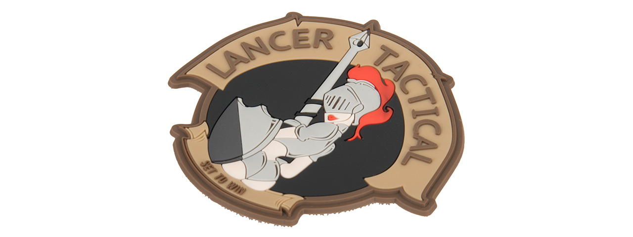 Lancer Tactical Knight Pin Up PVC Morale Patch (TAN) - Click Image to Close