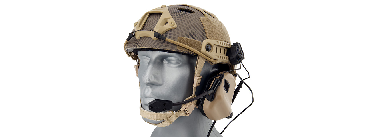 Earmor M32H MOD3 Tactical Communication Hearing Protector for FAST Helmet (TAN) - Click Image to Close