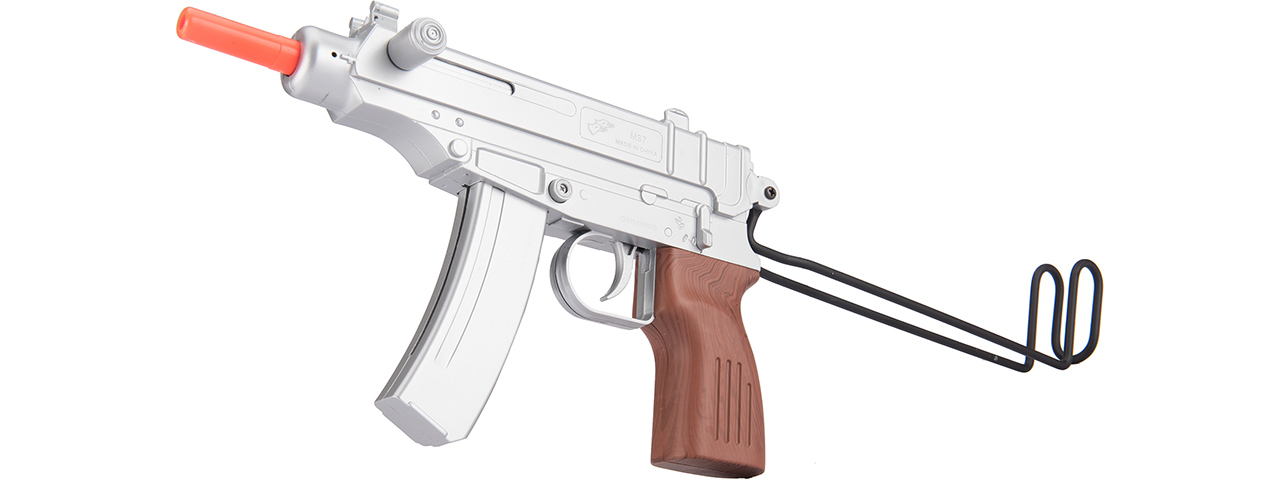 UKARMS M37AS Scorpion Spring Pistol w/ Folding Stock (Silver) - Click Image to Close