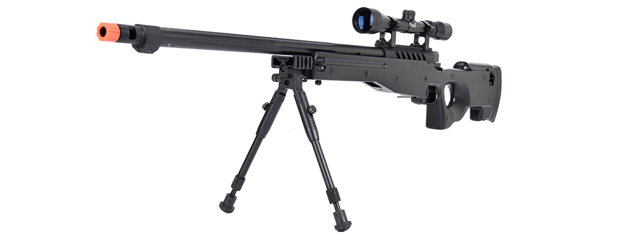 WellFire MB15 L96 Bolt Action Airsoft Sniper Rifle w/ Scope & Bipod (BLACK) - Click Image to Close