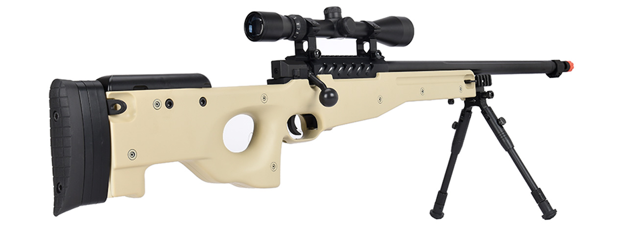 WellFire MB15 L96 Bolt Action Airsoft Sniper Rifle w/ Scope & Bipod (TAN)