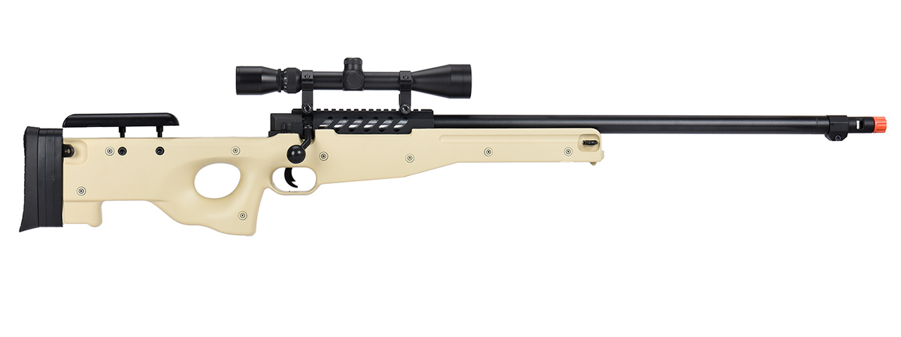 WellFire MB15 L96 Bolt Action Airsoft Sniper Rifle w/ Scope (TAN) - Click Image to Close