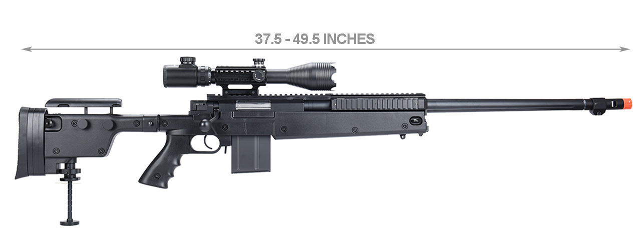 WellFire MB4407 Bolt Action Airsoft Sniper Rifle w/ Scope (BLACK)