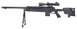 WellFire MB4407 Bolt Action Airsoft Sniper Rifle w/ Scope & Bipod (Black)