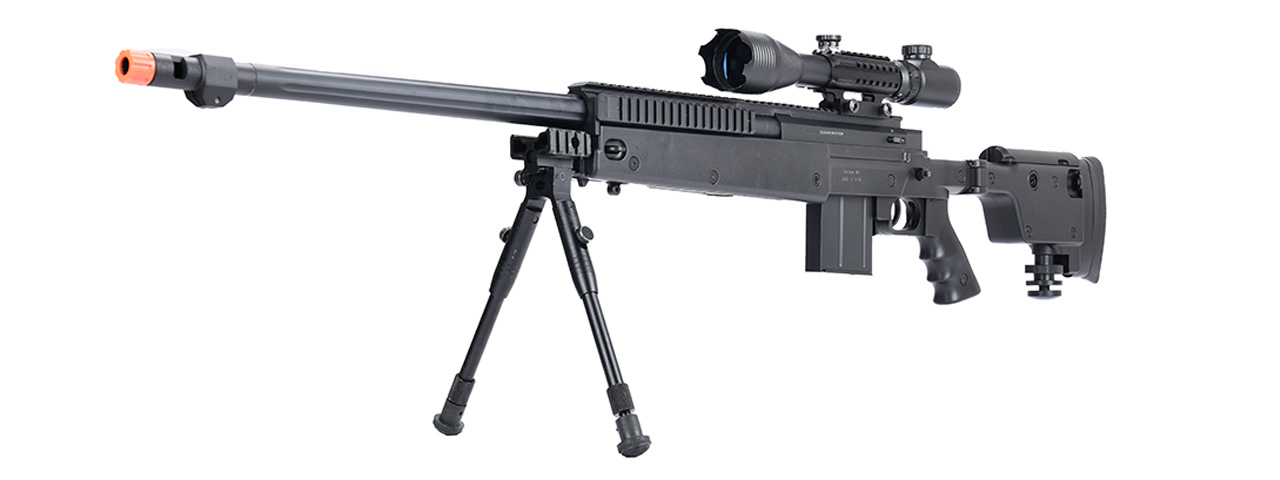 WellFire MB4407 Bolt Action Airsoft Sniper Rifle w/ Scope & Bipod (Black)