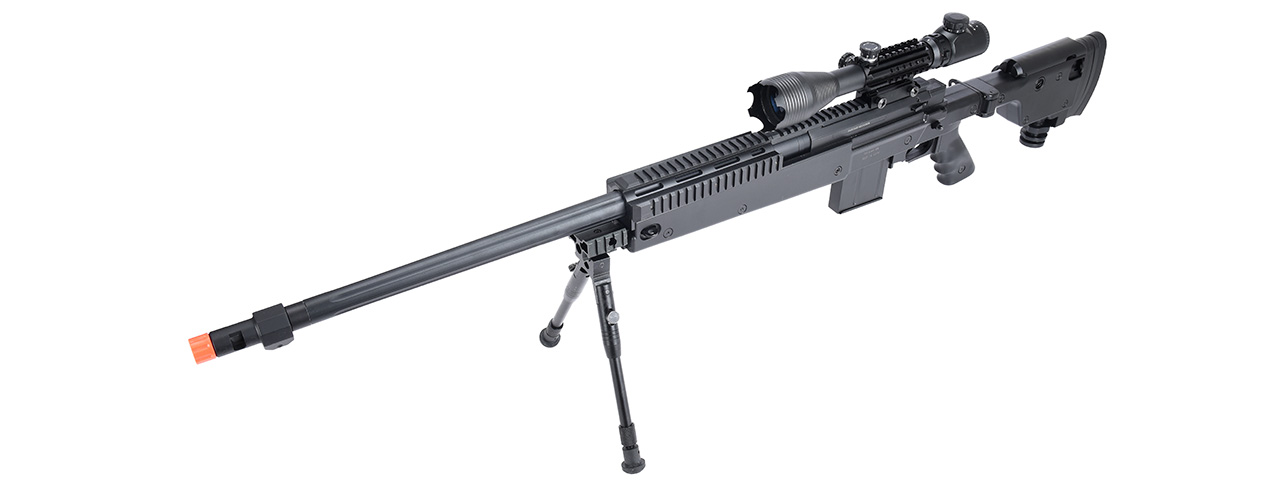 WellFire MB4407 Bolt Action Airsoft Sniper Rifle w/ Scope & Bipod (Black)