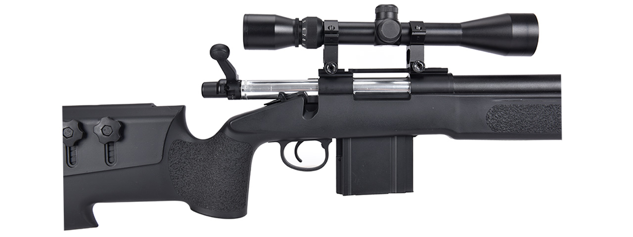 WellFire MB4416 M40A3 Bolt Action Sniper Rifle w/ Scope & Bipod (BLACK) - Click Image to Close