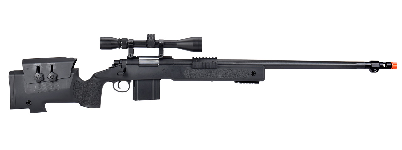WellFire MB4416 M40A3 Bolt Action Sniper Rifle w/ Scope (BLACK) - Click Image to Close