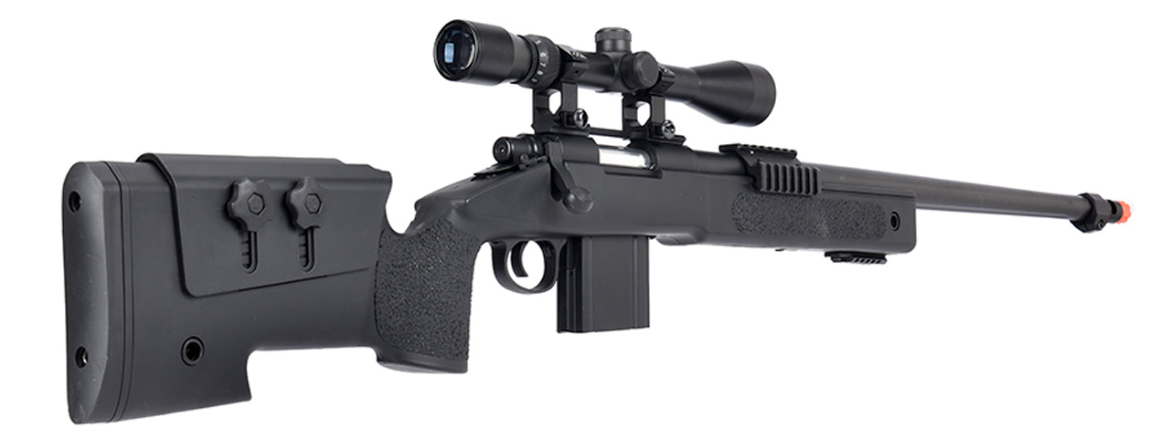 WellFire MB4416 M40A3 Bolt Action Sniper Rifle w/ Scope (BLACK) - Click Image to Close