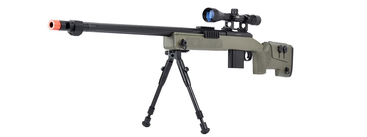 WellFire MB4416 M40A3 Bolt Action Sniper Rifle w/ Scope & Bipod (OD GREEN)