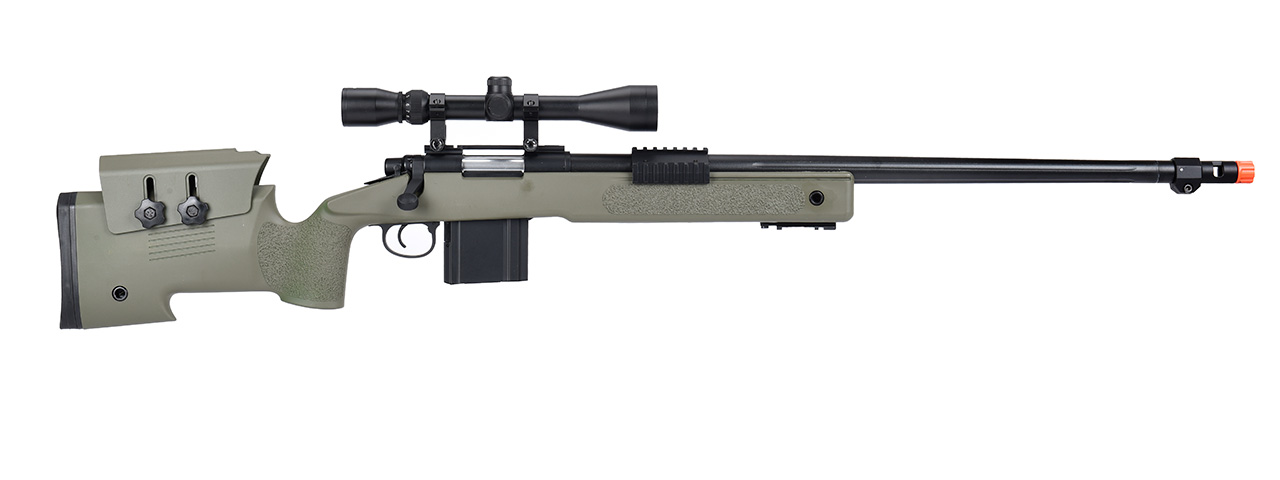 WellFire MB4416 M40A3 Bolt Action Sniper Rifle w/ Scope (OD GREEN) - Click Image to Close