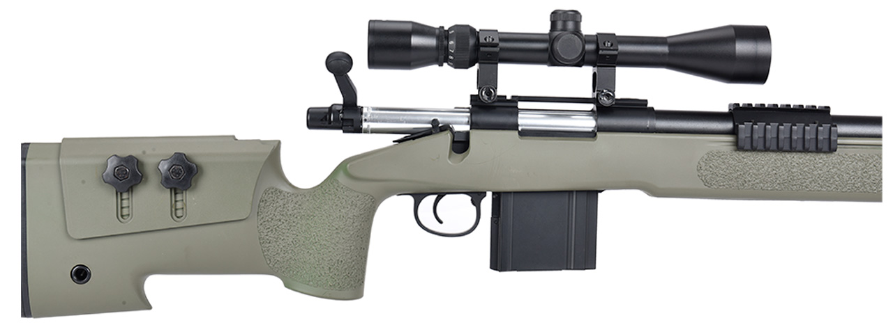 WellFire MB4416 M40A3 Bolt Action Sniper Rifle w/ Scope (OD GREEN) - Click Image to Close