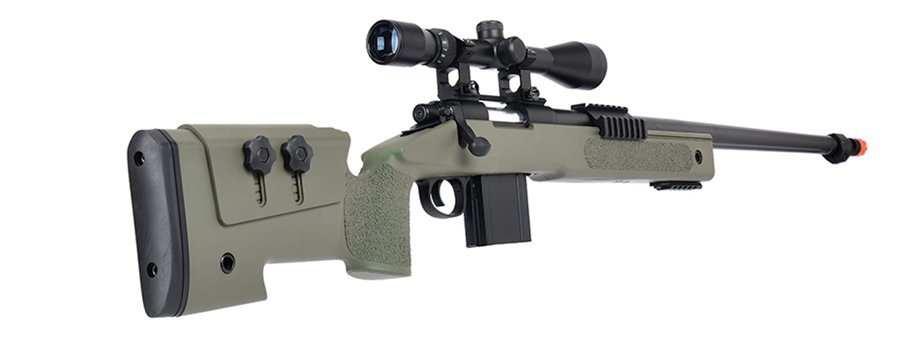 WellFire MB4416 M40A3 Bolt Action Sniper Rifle w/ Scope (OD GREEN) - Click Image to Close