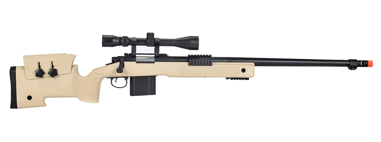 WellFire MB4416 M40A3 Bolt Action Sniper Rifle w/ Scope (TAN) - Click Image to Close