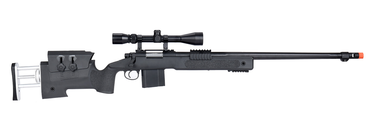 WellFire MB4417 M40A3 Bolt Action Airsoft Sniper Rifle w/ Scope (BLACK) - Click Image to Close