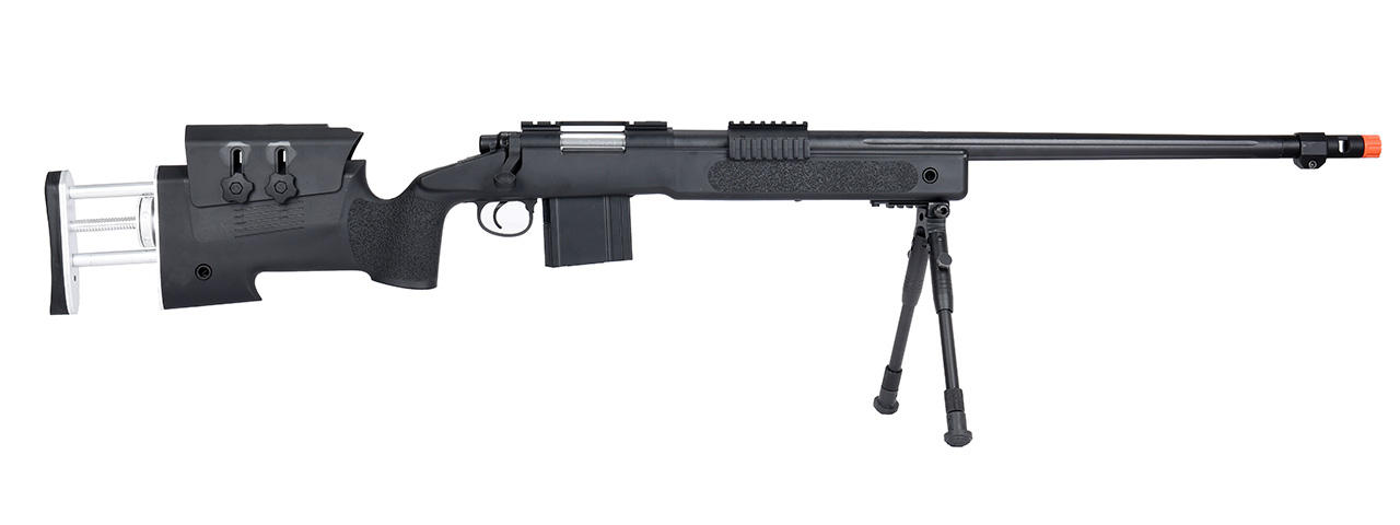 WellFire MB4417 M40A3 Bolt Action Airsoft Sniper Rifle w/ Bipod (BLACK)