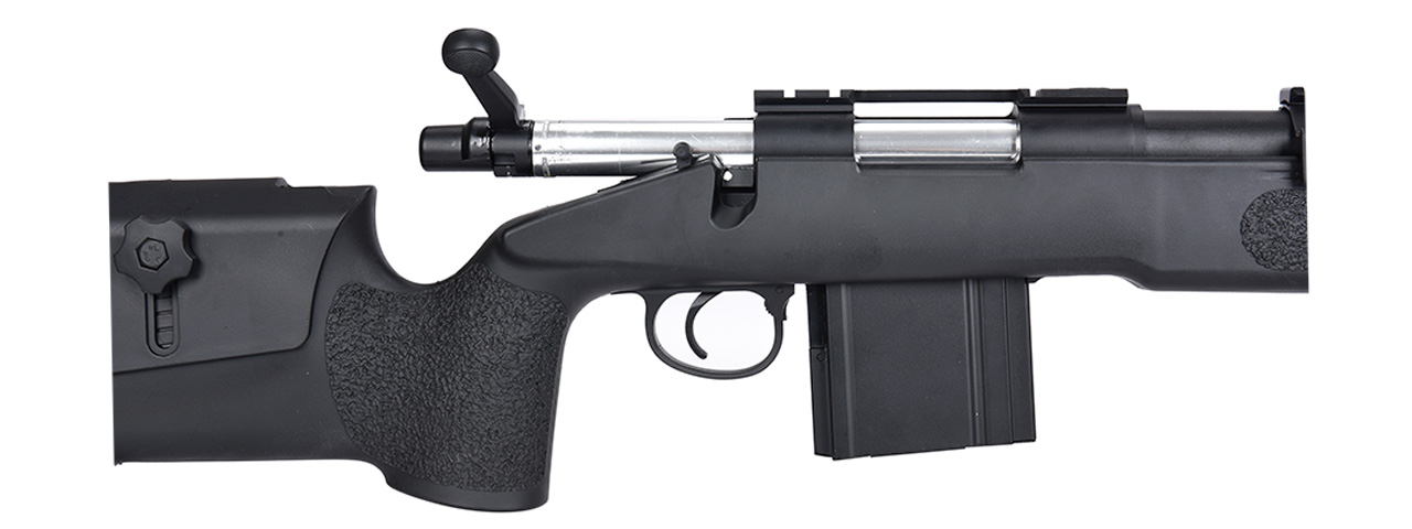 WellFire MB4417 M40A3 Bolt Action Airsoft Sniper Rifle w/ Bipod (BLACK) - Click Image to Close