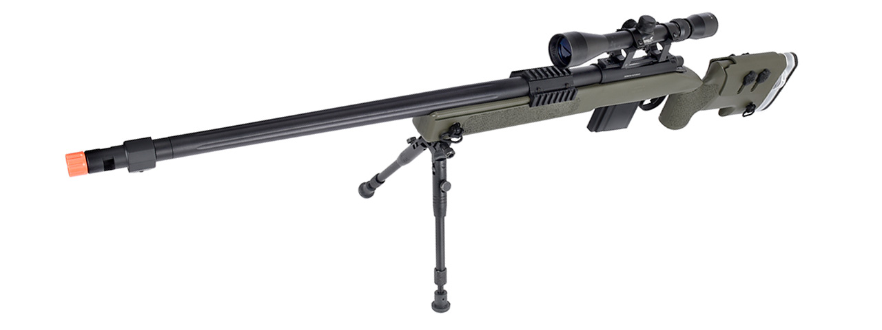 WellFire MB4417 M40A3 Bolt Action Airsoft Sniper Rifle w/ Scope & Bipod (OD GREEN)