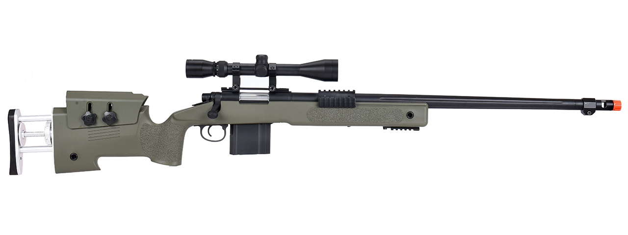 WellFire MB4417 M40A3 Bolt Action Airsoft Sniper Rifle w/ Scope (OD GREEN)