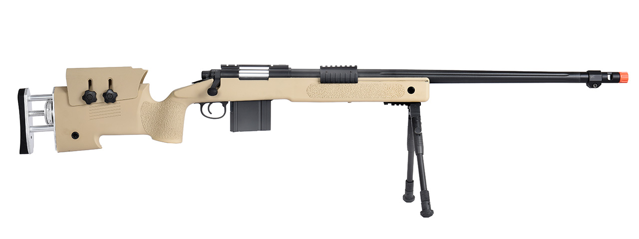 WellFire MB4417 M40A3 Bolt Action Airsoft Sniper Rifle w/ Bipod (TAN)