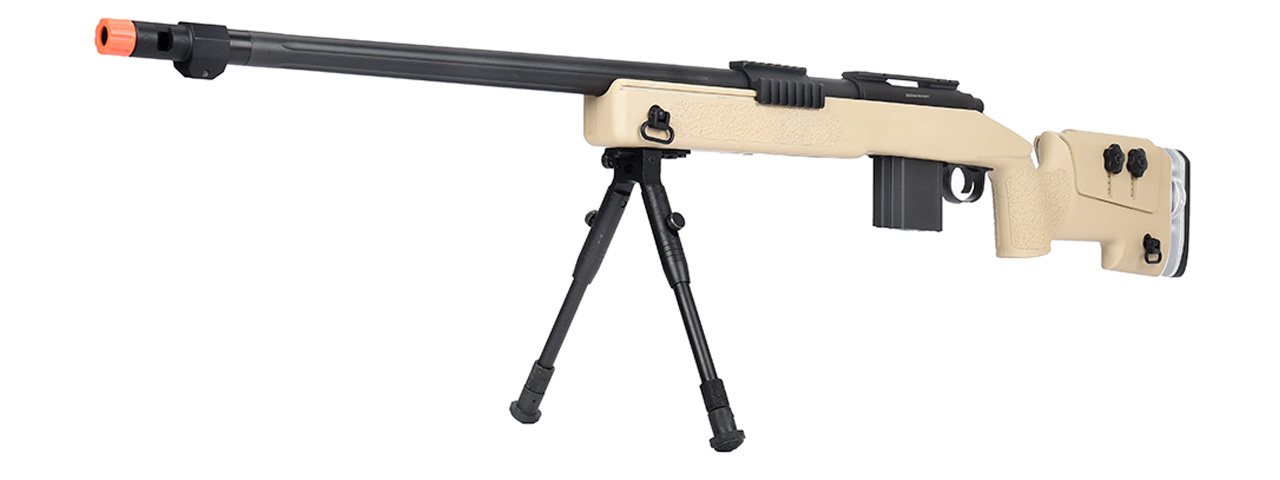 WellFire MB4417 M40A3 Bolt Action Airsoft Sniper Rifle w/ Bipod (TAN)