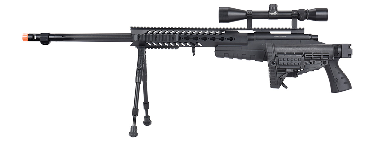 WellFire MB4418-1 Bolt Action Airsoft Sniper Rifle w/ Scope & Bipod (BLACK) - Click Image to Close