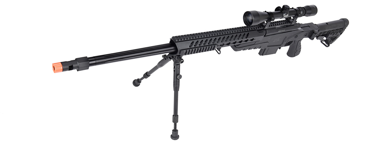 WellFire MB4418-1 Bolt Action Airsoft Sniper Rifle w/ Scope & Bipod (BLACK) - Click Image to Close