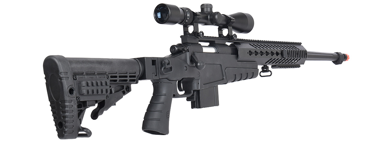 WellFire MB4418-1 Bolt Action Airsoft Sniper Rifle w/ Scope (BLACK) - Click Image to Close