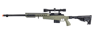 WellFire MB4418-1 Bolt Action Airsoft Sniper Rifle w/ Scope (OD GREEN)