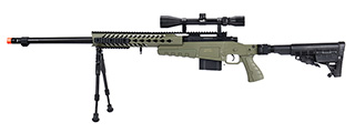 WellFire MB4418-1 Bolt Action Airsoft Sniper Rifle w/ Scope & Bipod (OD GREEN)