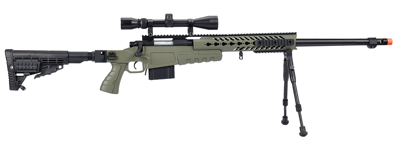 WellFire MB4418-1 Bolt Action Airsoft Sniper Rifle w/ Scope & Bipod (OD GREEN) - Click Image to Close