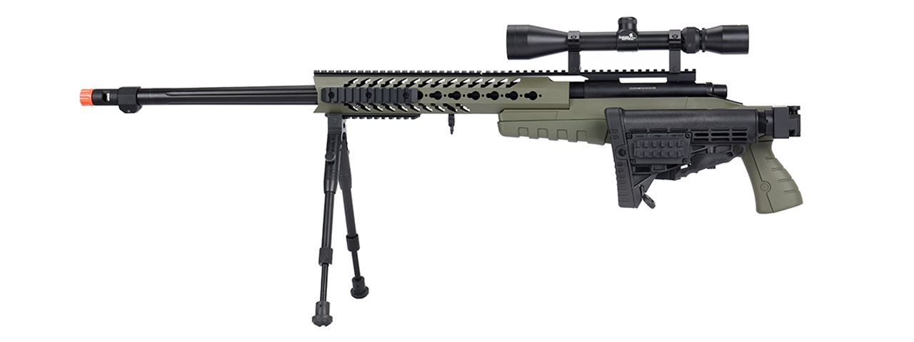 WellFire MB4418-1 Bolt Action Airsoft Sniper Rifle w/ Scope & Bipod (OD GREEN)