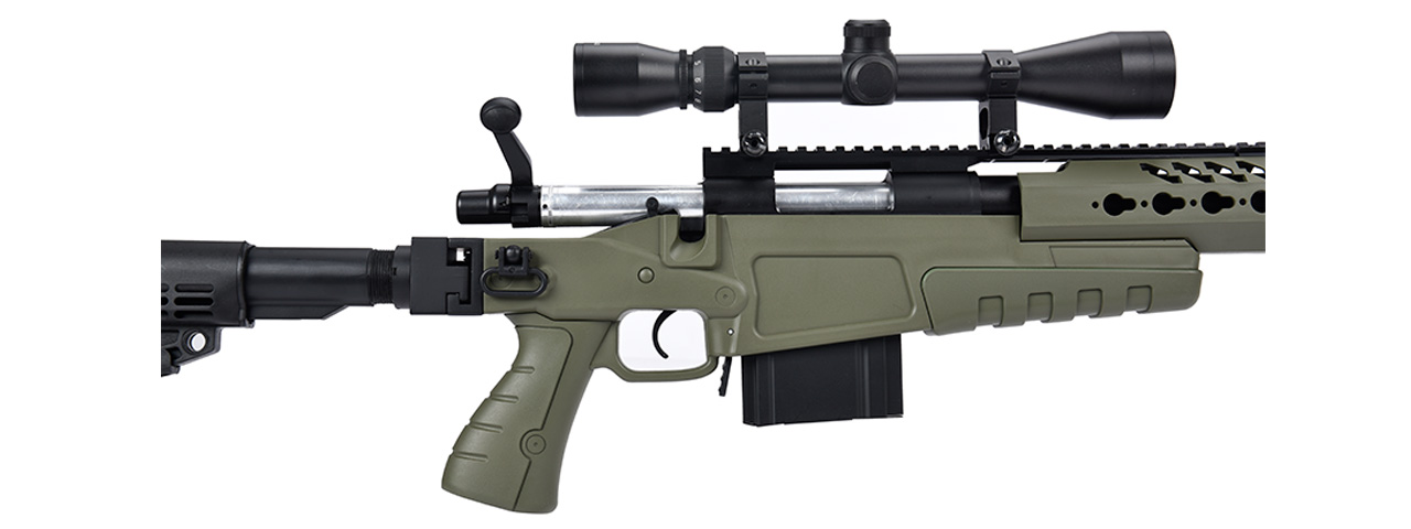 WellFire MB4418-1 Bolt Action Airsoft Sniper Rifle w/ Scope & Bipod (OD GREEN)