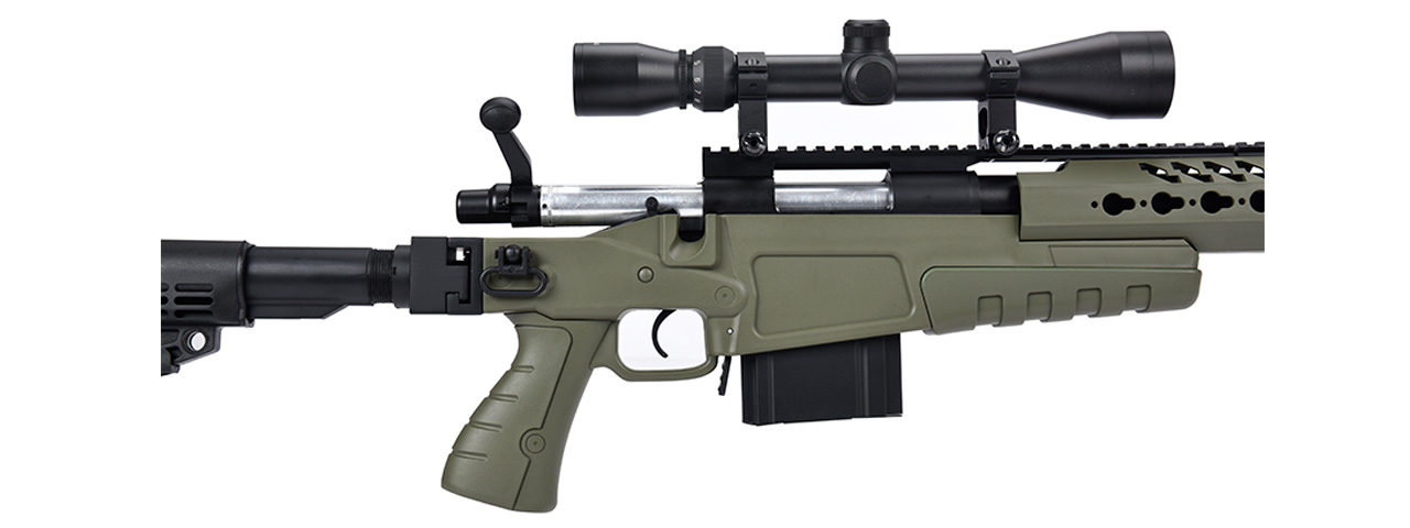 WellFire MB4418-1 Bolt Action Airsoft Sniper Rifle w/ Scope & Bipod (OD GREEN) - Click Image to Close