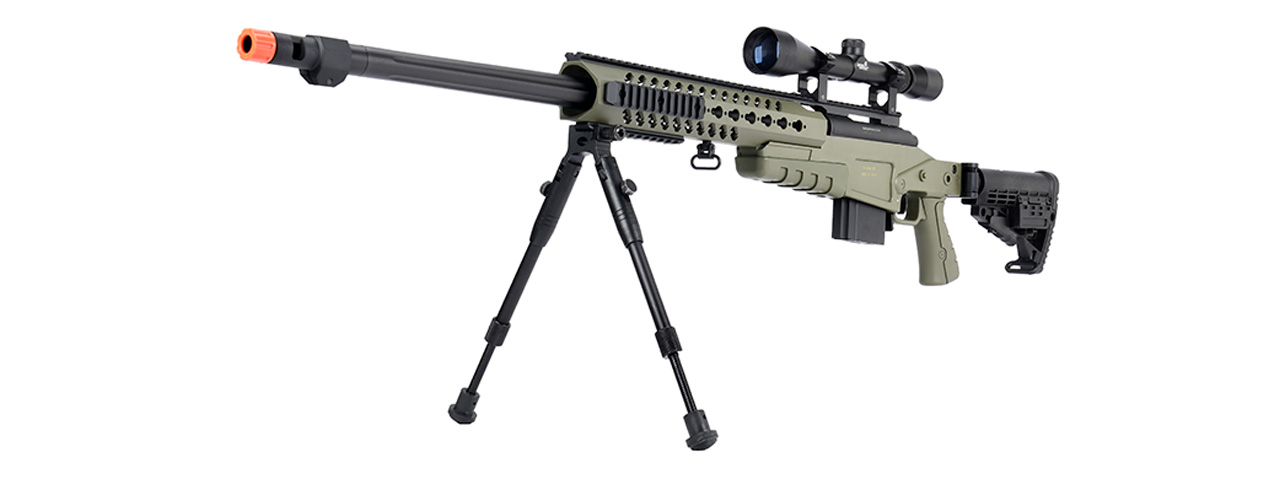 WellFire MB4418-1 Bolt Action Airsoft Sniper Rifle w/ Scope & Bipod (OD GREEN)