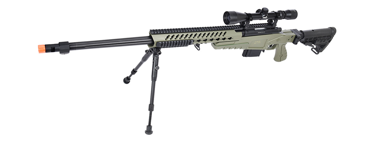 WellFire MB4418-1 Bolt Action Airsoft Sniper Rifle w/ Scope & Bipod (OD GREEN) - Click Image to Close