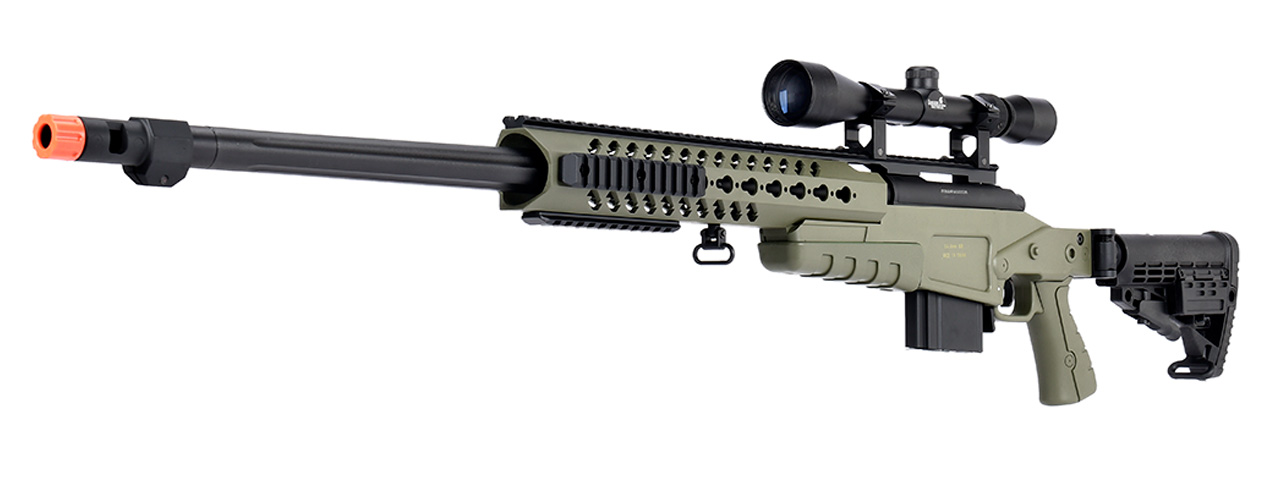 WellFire MB4418-1 Bolt Action Airsoft Sniper Rifle w/ Scope (OD GREEN) - Click Image to Close