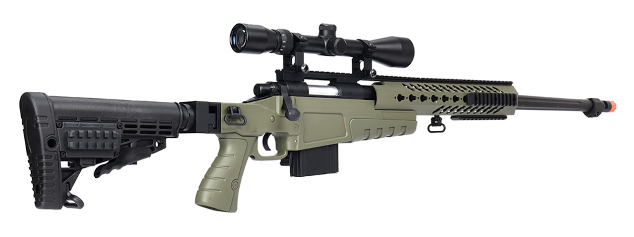 WellFire MB4418-1 Bolt Action Airsoft Sniper Rifle w/ Scope (OD GREEN) - Click Image to Close