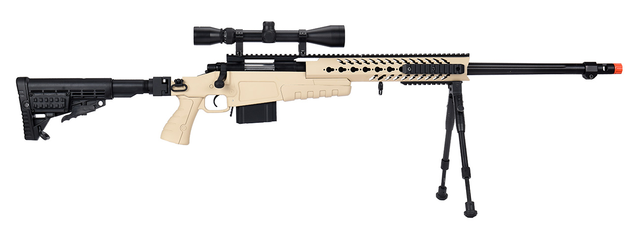 WellFire MB4418-1 Bolt Action Airsoft Sniper Rifle w/ Scope & Bipod (TAN) - Click Image to Close