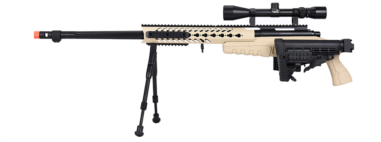 WellFire MB4418-1 Bolt Action Airsoft Sniper Rifle w/ Scope & Bipod (TAN)