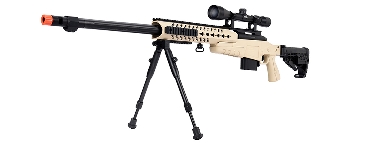 WellFire MB4418-1 Bolt Action Airsoft Sniper Rifle w/ Scope & Bipod (TAN) - Click Image to Close